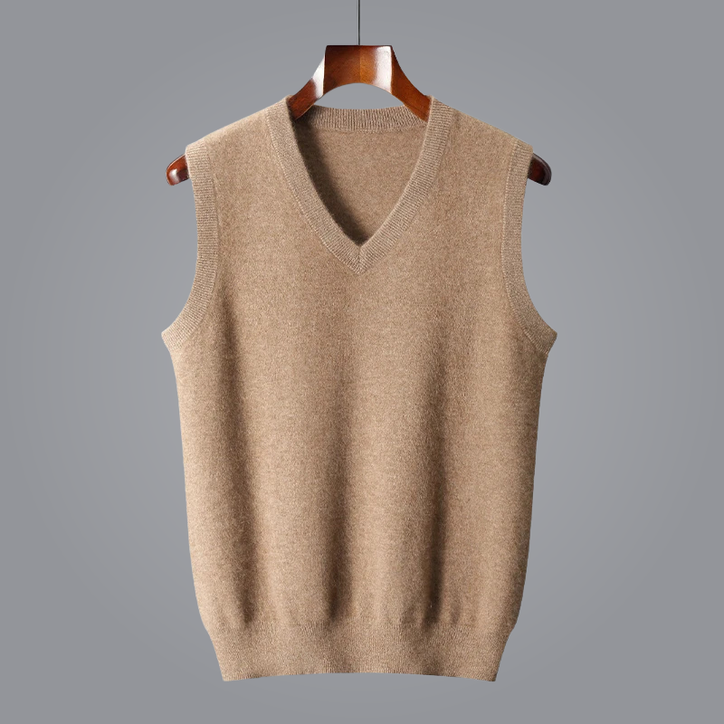 BUTTON-EMBELLISHED V-NECK CASHMERE VEST