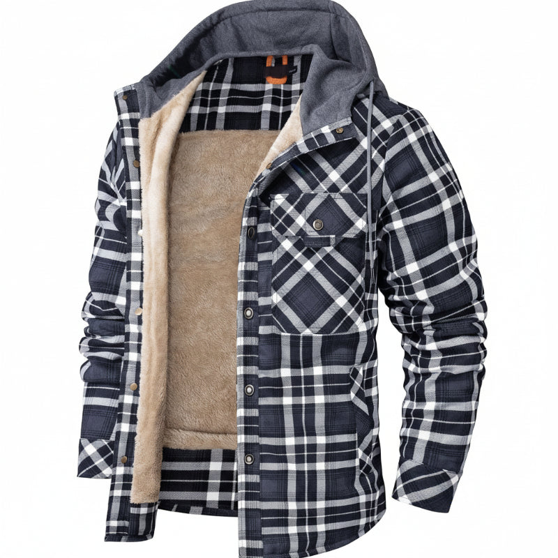 Serremo Woodland Hooded Flannel Jacket with Faux Fur Lining