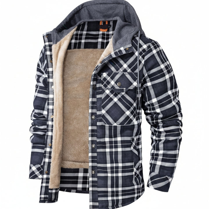 Serremo Woodland Hooded Flannel Jacket with Faux Fur Lining