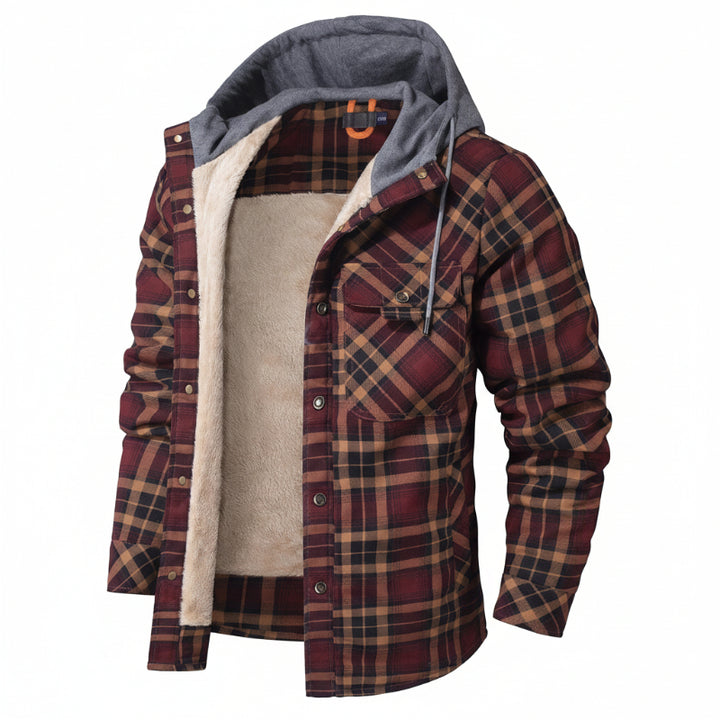 Serremo Woodland Hooded Flannel Jacket with Faux Fur Lining