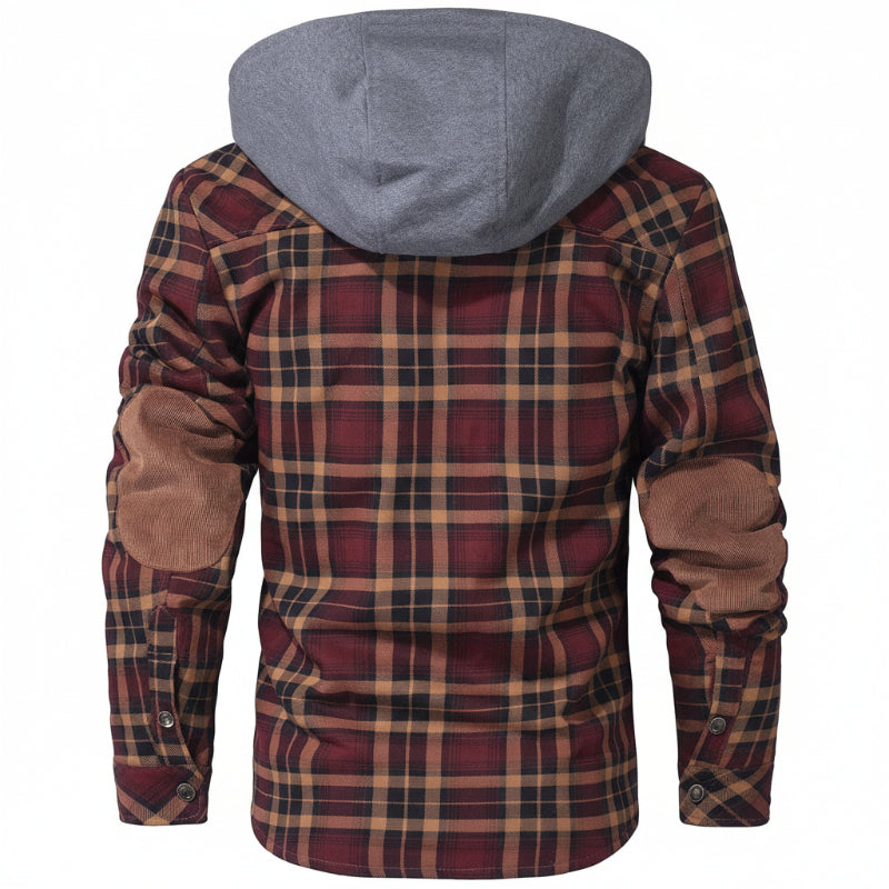 Serremo Woodland Hooded Flannel Jacket with Faux Fur Lining