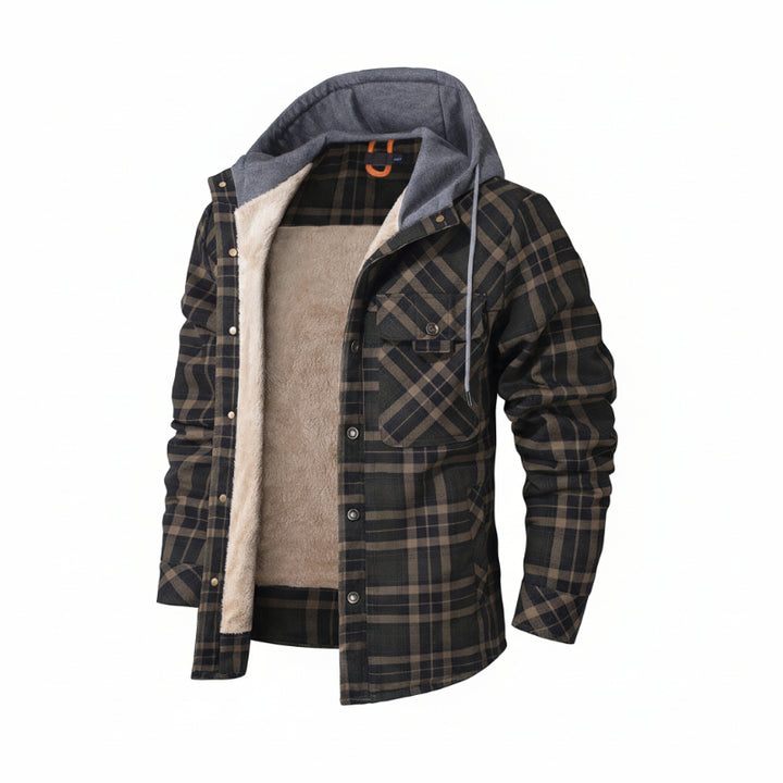 Serremo Woodland Hooded Flannel Jacket with Faux Fur Lining