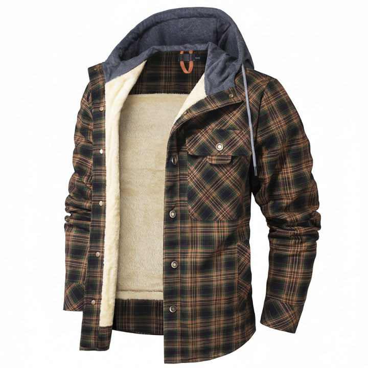 Serremo Woodland Hooded Flannel Jacket with Faux Fur Lining