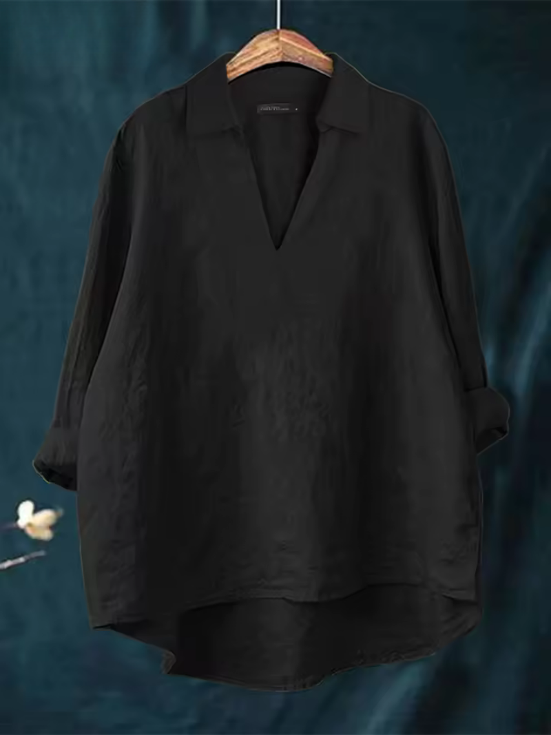 NOVA LINEN V-NECK BLOUSE
