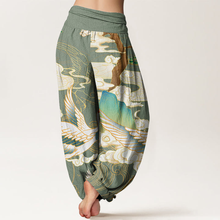 NOVA JAPANESE CRANE ART HAREM TROUSER
