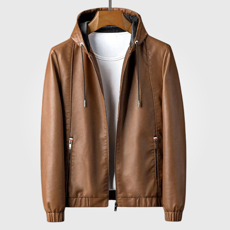 HUDSON LEATHER HOODIE