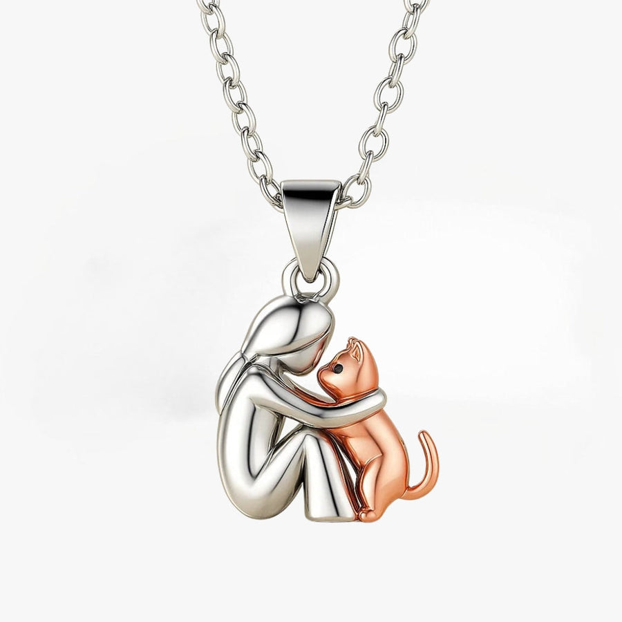 Beth™ Cat-Shaped Necklace in Silver and Gold Finish