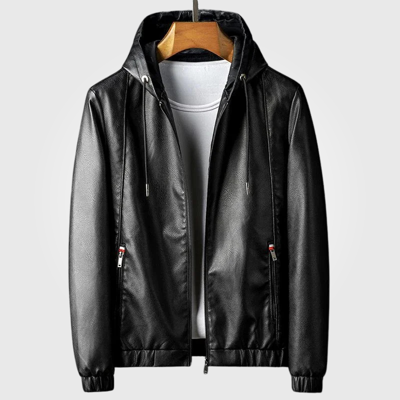 HUDSON LEATHER HOODIE