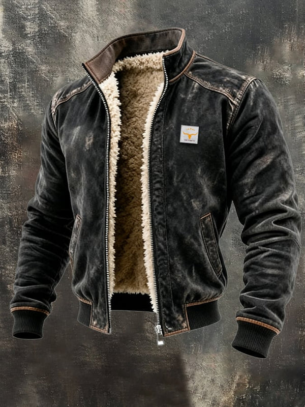 RICCARDO™ Men's Vintage Faux Leather Thermal Jacket with Warm Fur Lining
