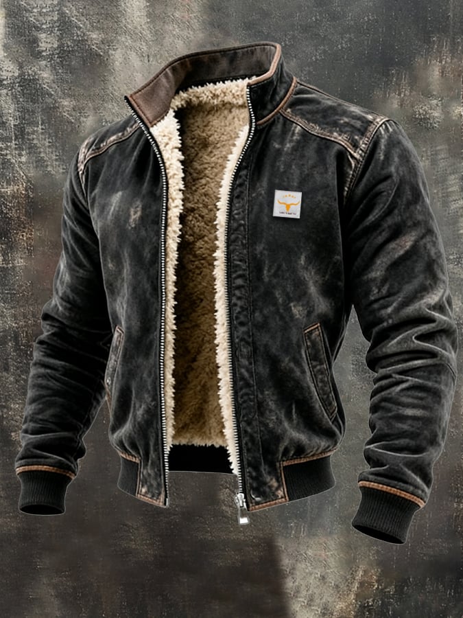 RICCARDO™ Men's Vintage Faux Leather Thermal Jacket with Warm Fur Lining