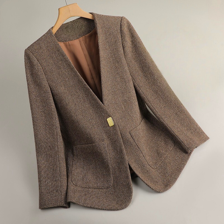MADDIE™ HERRIGBONE WOOL BLAZER