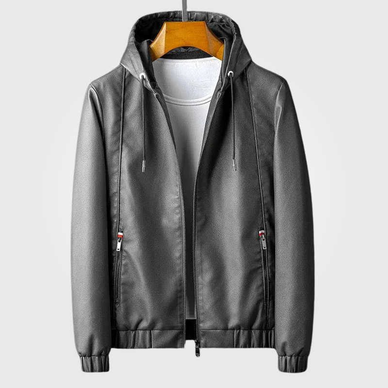 HUDSON LEATHER HOODIE