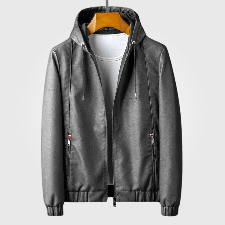 HUDSON LEATHER HOODIE