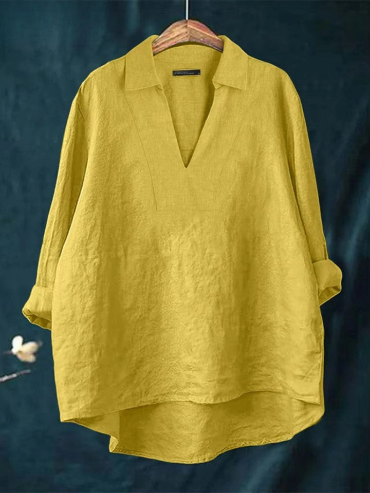 NOVA LINEN V-NECK BLOUSE