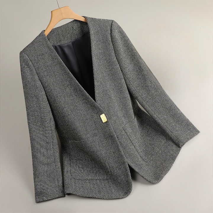 MADDIE™ HERRIGBONE WOOL BLAZER