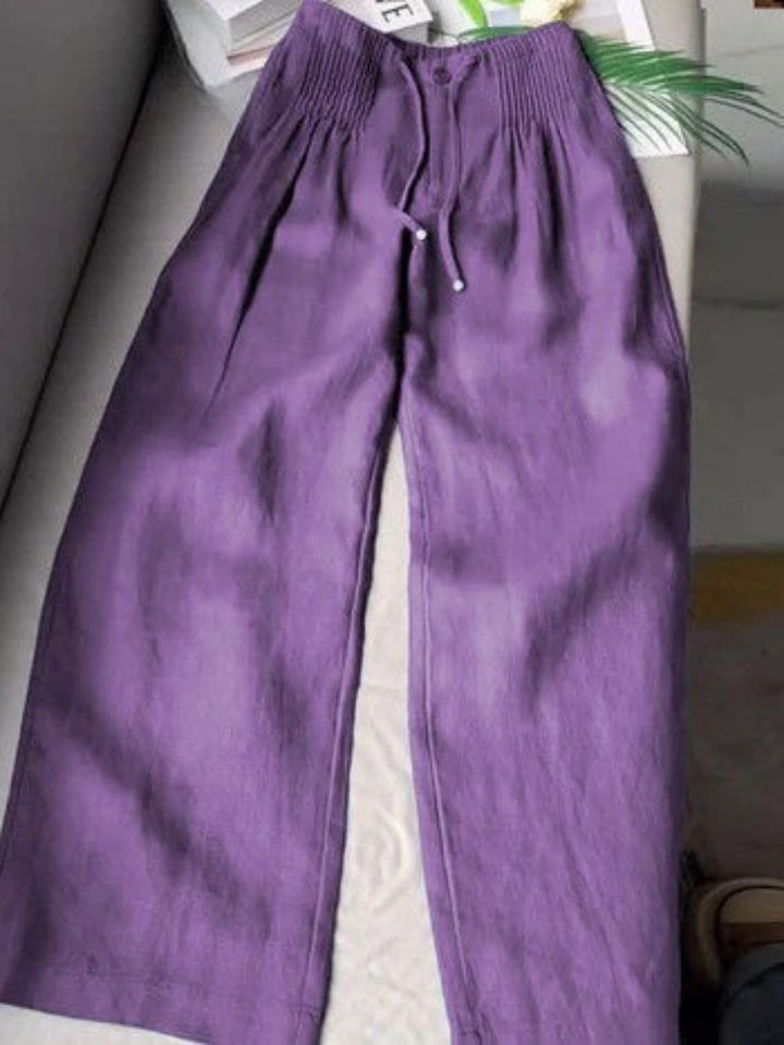 SUSAN WIDE-LEG LINEN PANTS