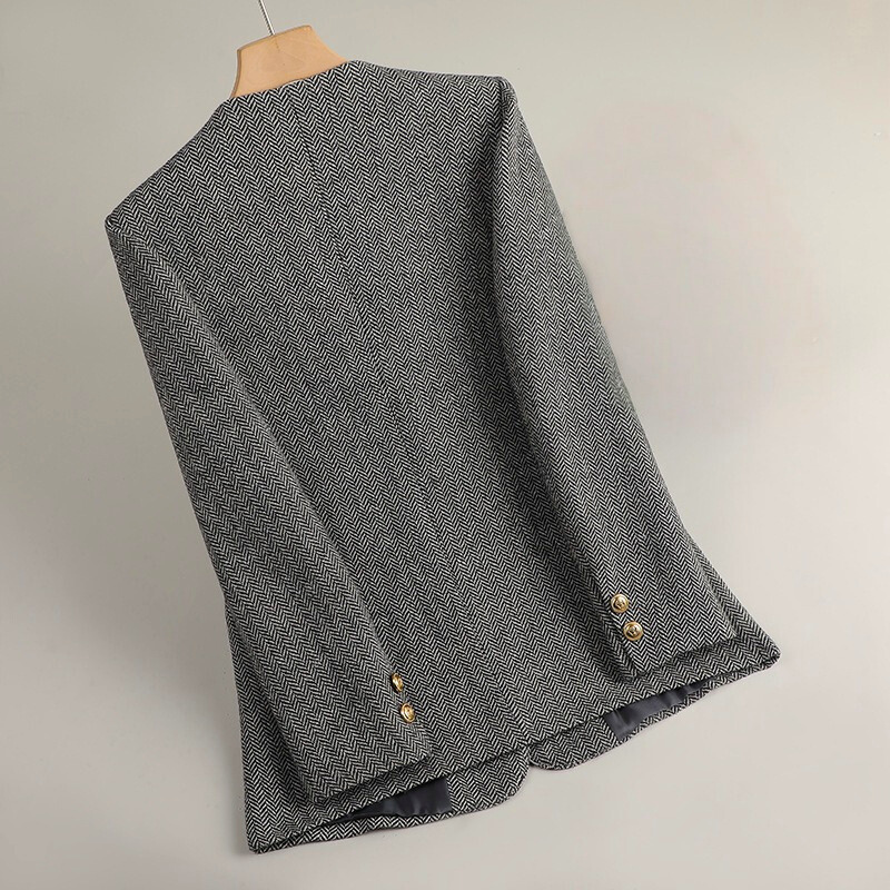 MADDIE™ HERRIGBONE WOOL BLAZER