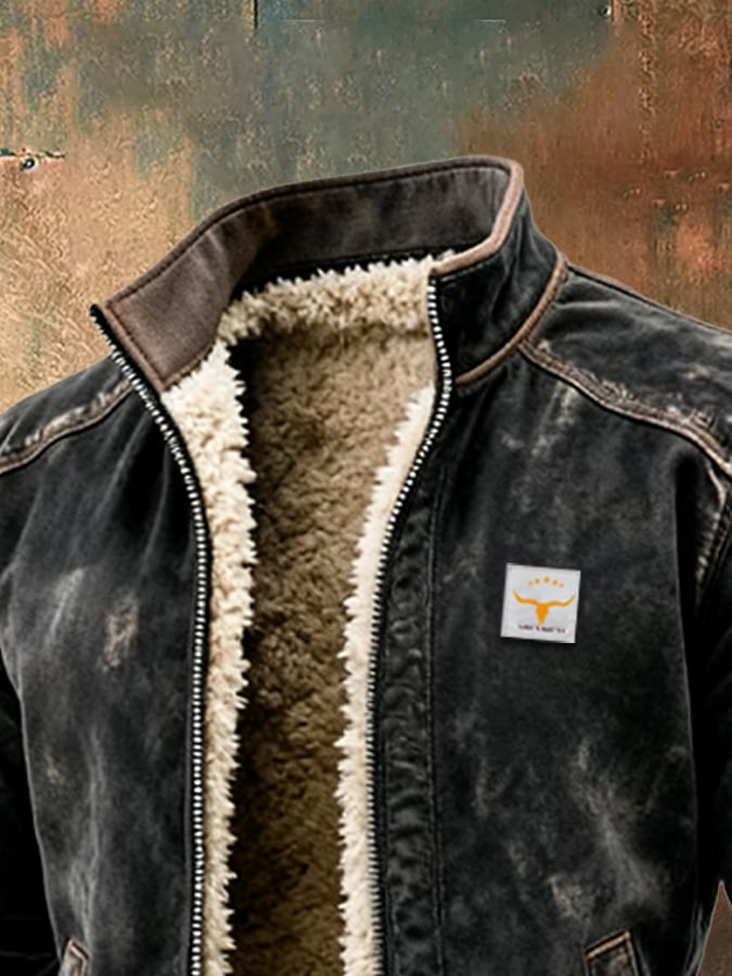 RICCARDO™ Men's Vintage Faux Leather Thermal Jacket with Warm Fur Lining