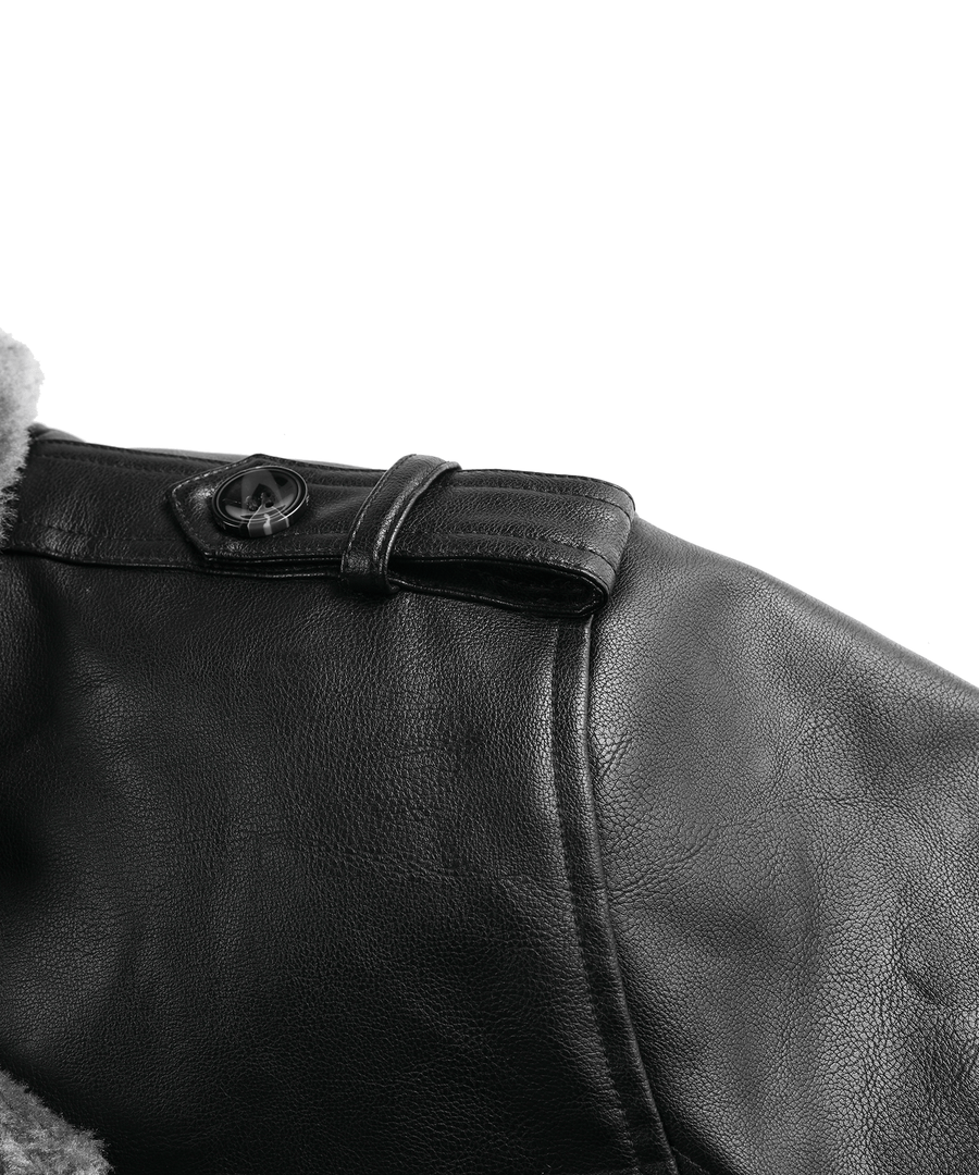 Arctic Patrol Leather Coat Premium Black PU Outerwear