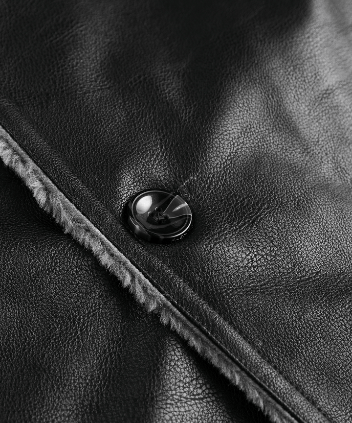 Arctic Patrol Leather Coat Premium Black PU Outerwear