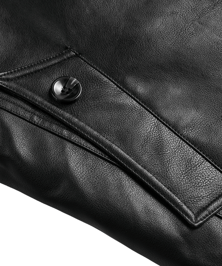 Arctic Patrol Leather Coat Premium Black PU Outerwear