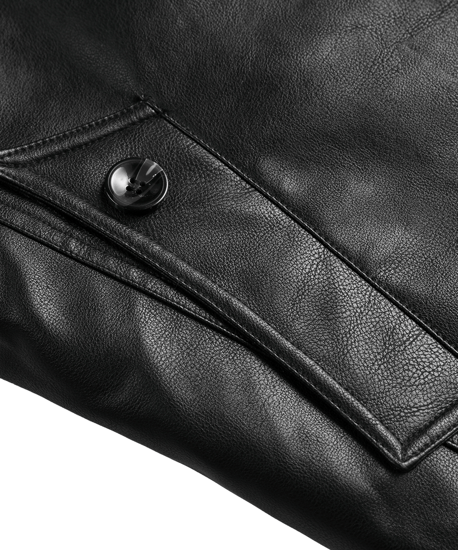 Arctic Patrol Leather Coat Premium Black PU Outerwear