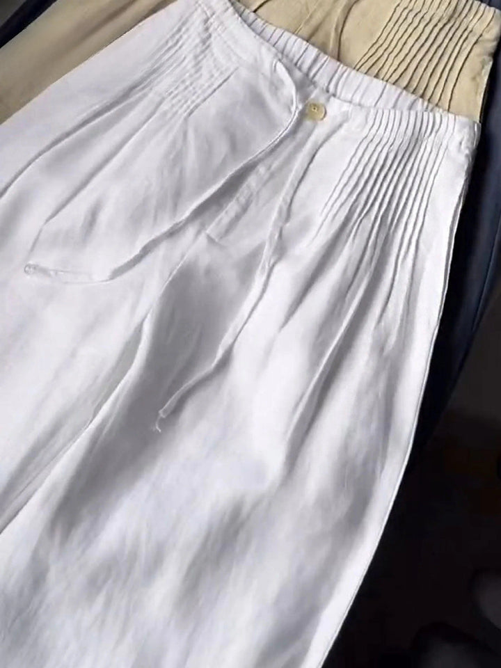 SUSAN WIDE-LEG LINEN PANTS