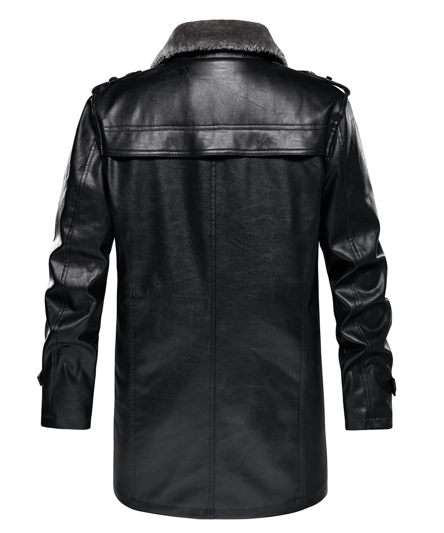 Arctic Patrol Leather Coat Premium Black PU Outerwear