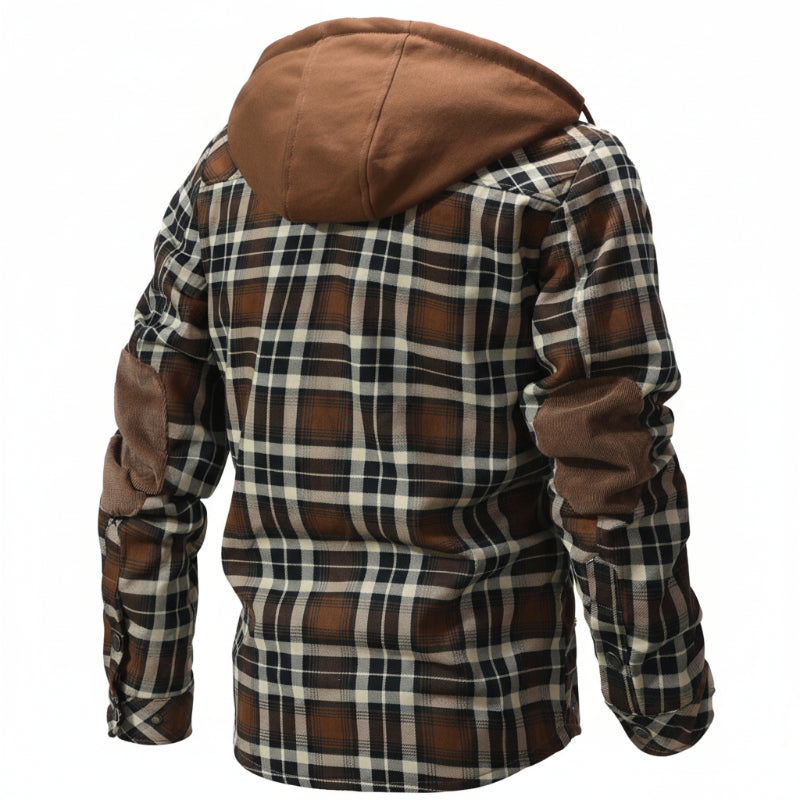 Serremo Woodland Hooded Flannel Jacket with Faux Fur Lining