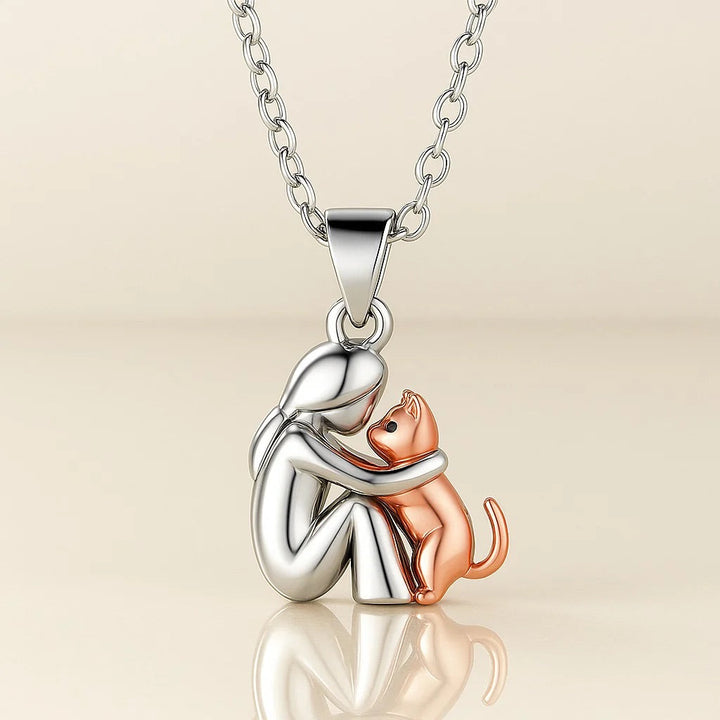 Beth™ Cat-Shaped Necklace in Silver and Gold Finish