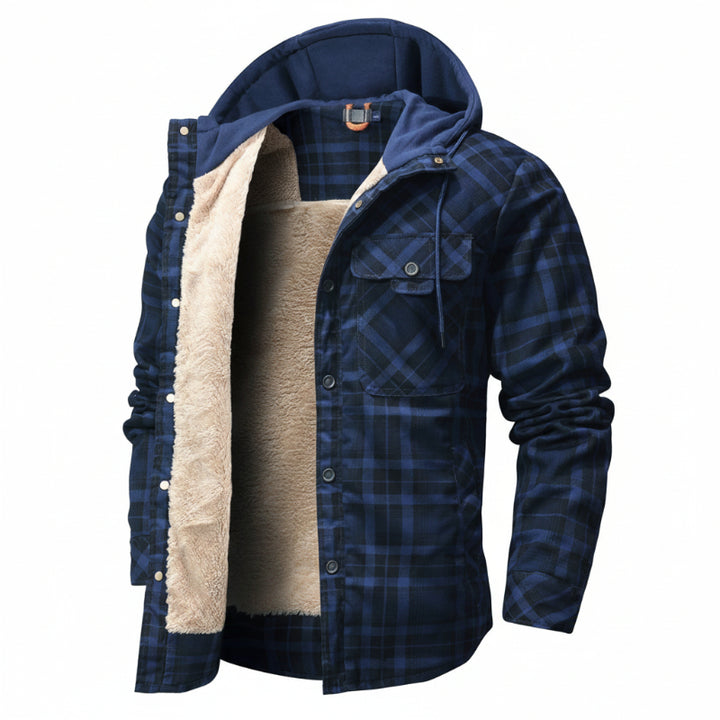 Serremo Woodland Hooded Flannel Jacket with Faux Fur Lining