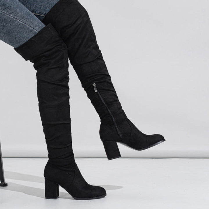 BECKY OVERKNEE SUEDE BOOTS