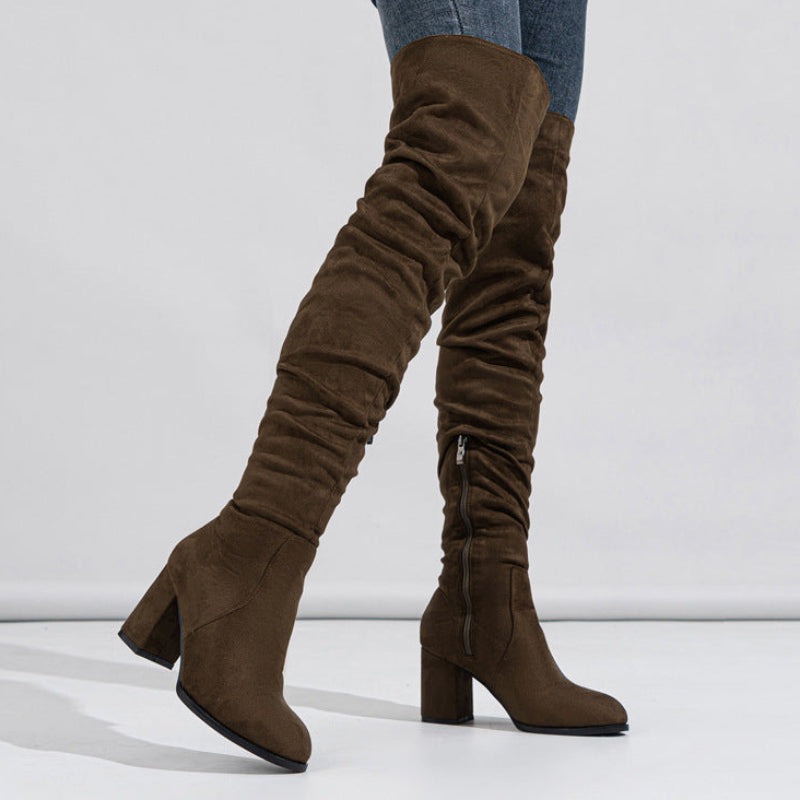 BECKY OVERKNEE SUEDE BOOTS
