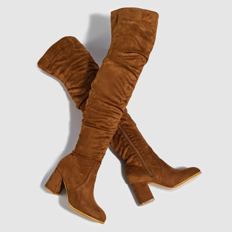 BECKY OVERKNEE SUEDE BOOTS