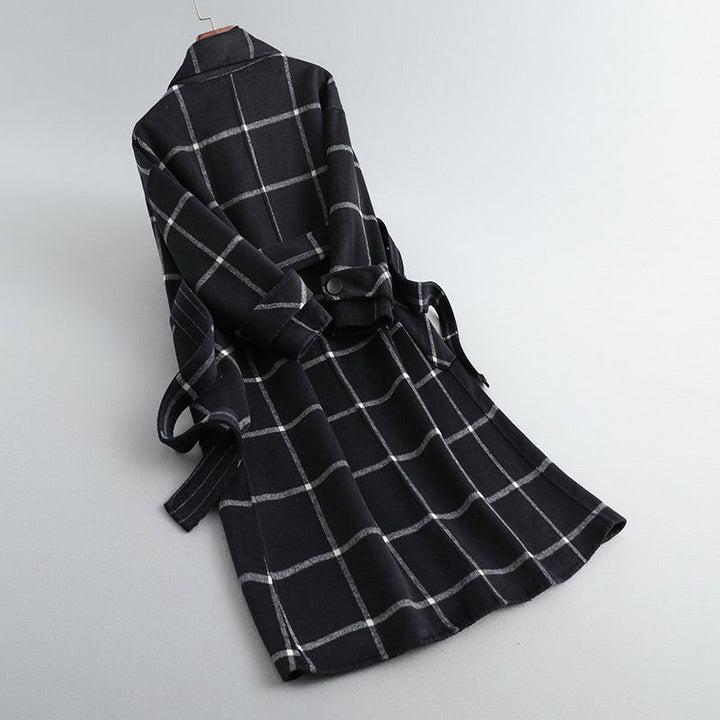 Valeria Women's Checkered Wool Coat - Elegant Tailored Overcoat