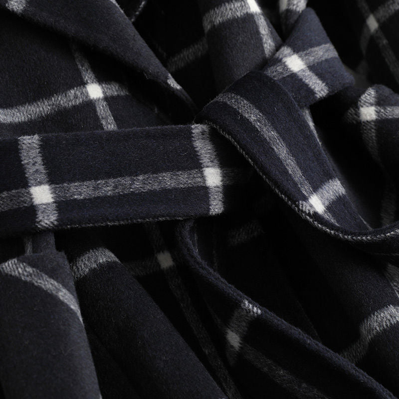 Valeria Women's Checkered Wool Coat - Elegant Tailored Overcoat