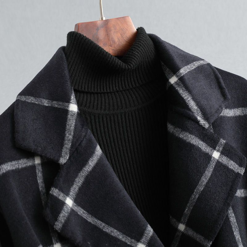Valeria Women's Checkered Wool Coat - Elegant Tailored Overcoat