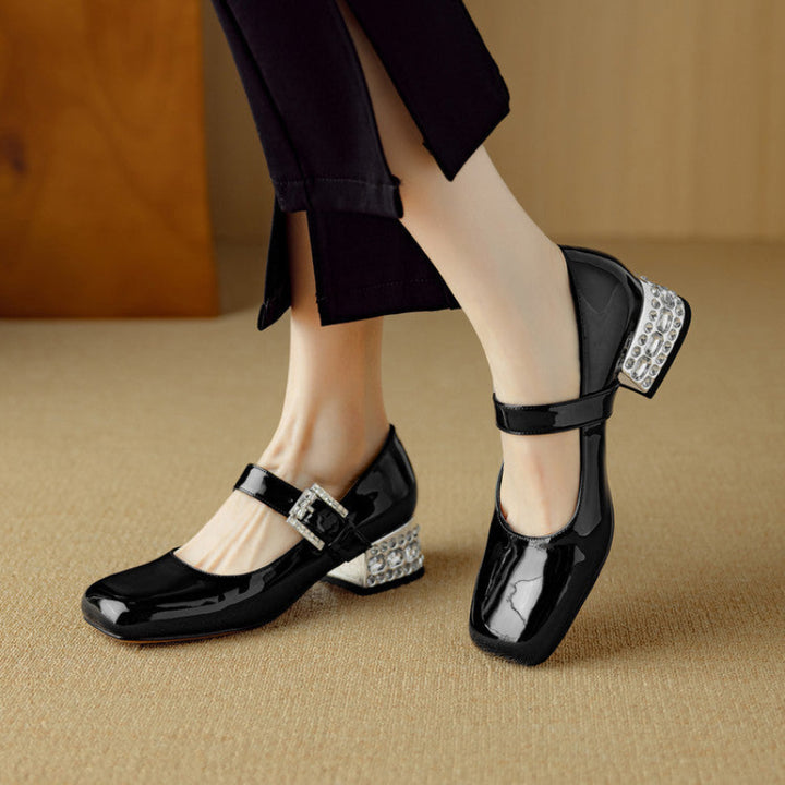 LEATHER MARY JANE HEELS