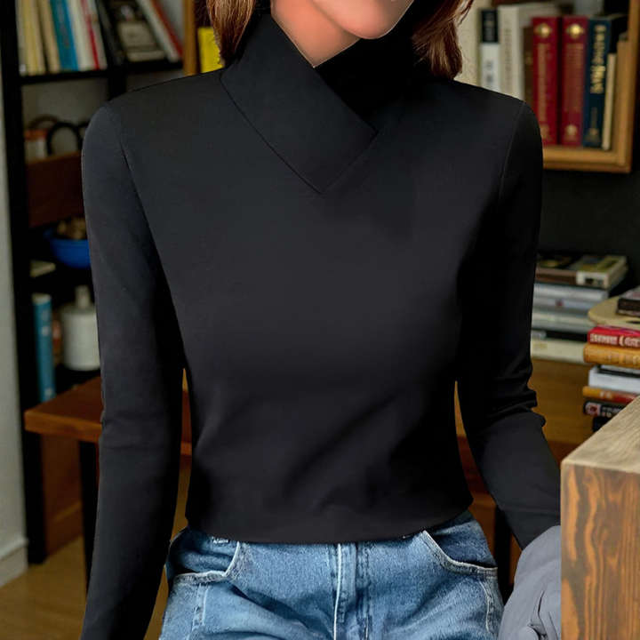 CLARA | SPLIT MOCK NECK TOP