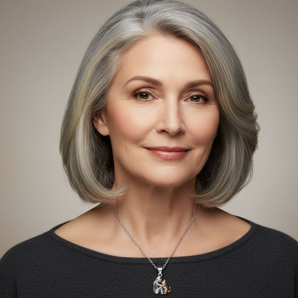 Beth™ Cat-Shaped Necklace in Silver and Gold Finish