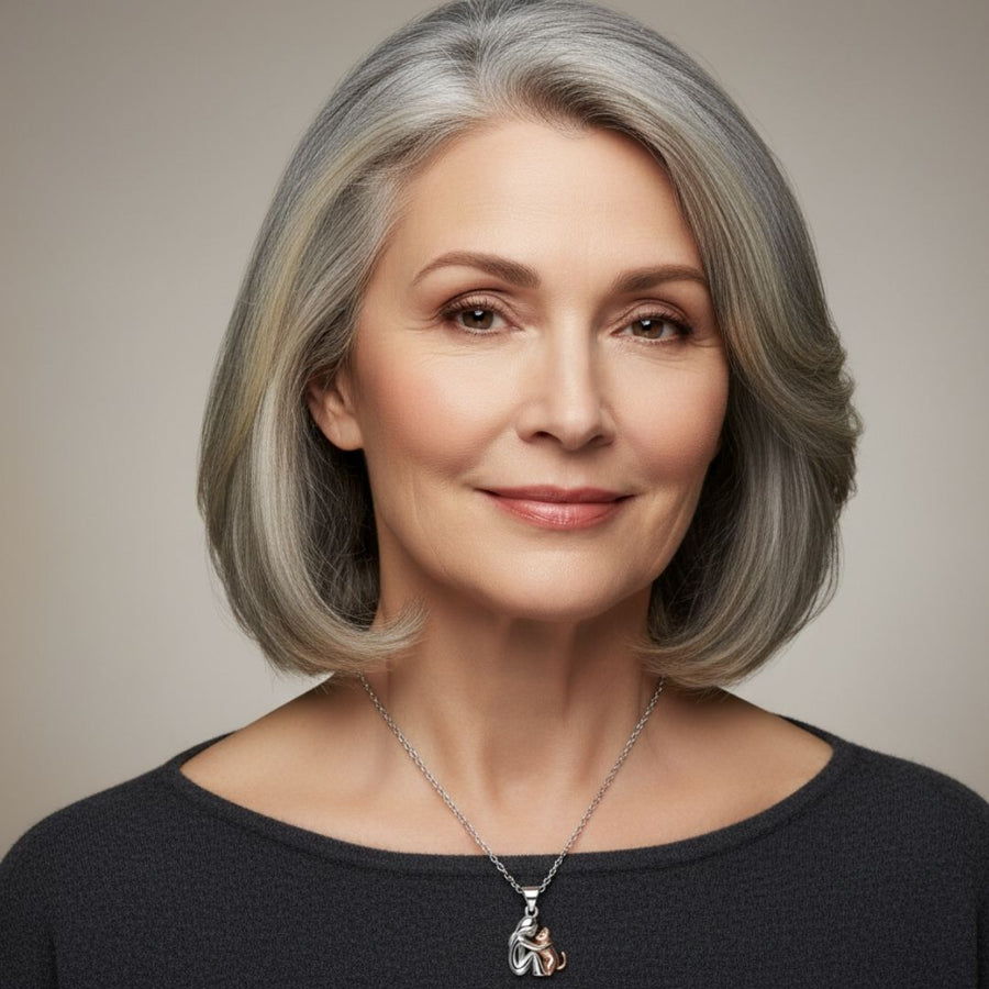 Beth™ Cat-Shaped Necklace in Silver and Gold Finish