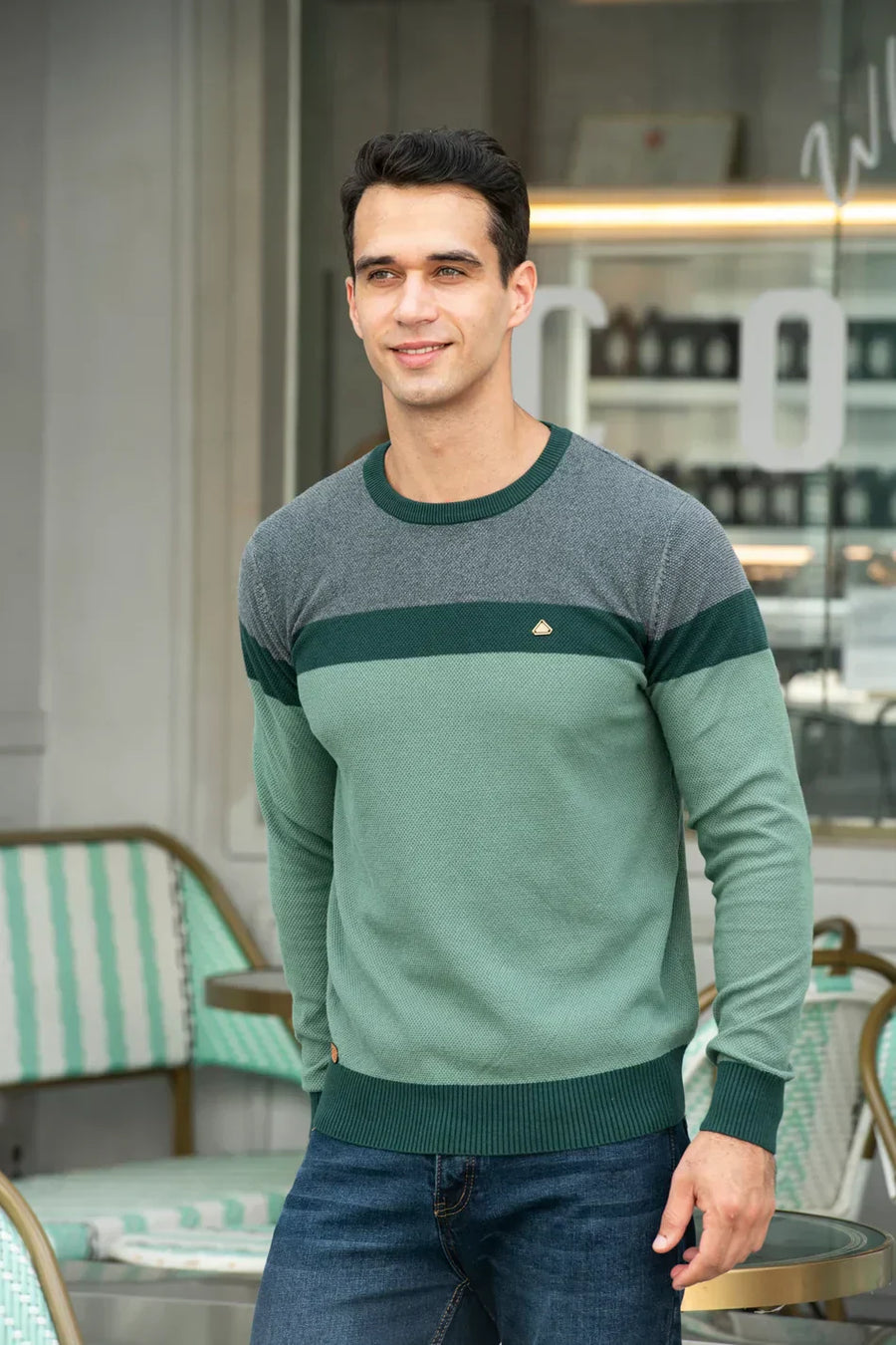 Norwin Men's Knit Jacket with Crew Neck, Soft Cotton Comfort