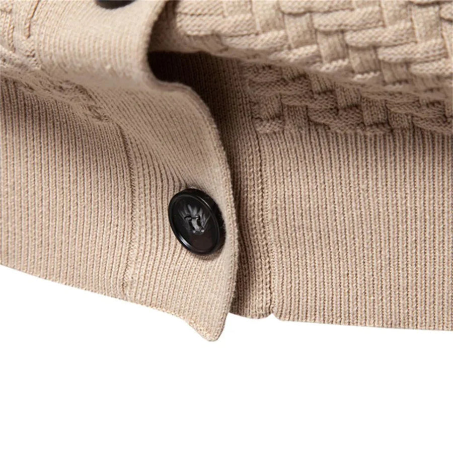 Warm Men's V-Neck Cardigan – Grey, Khaki, Dark Blue