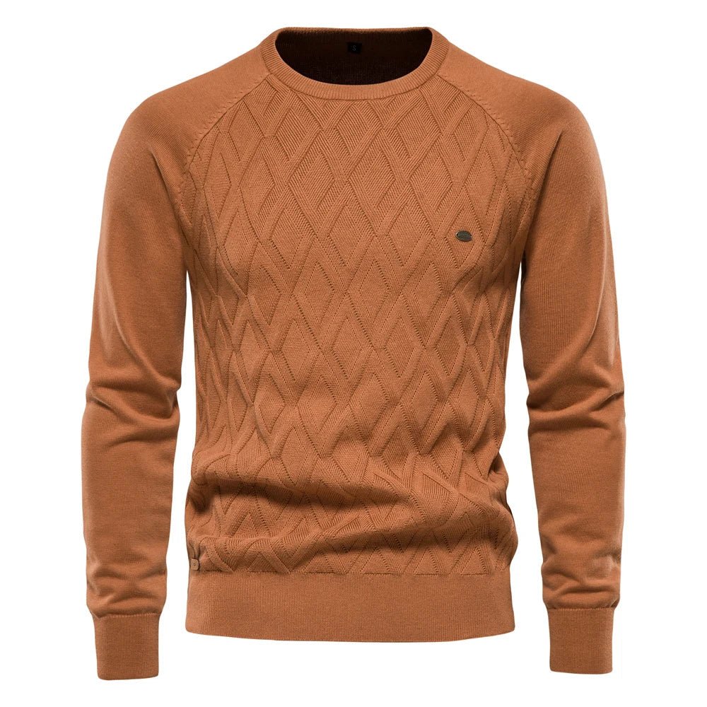Theodor Men's Elegant Check Pattern Sweater Ultra-Soft Cotton