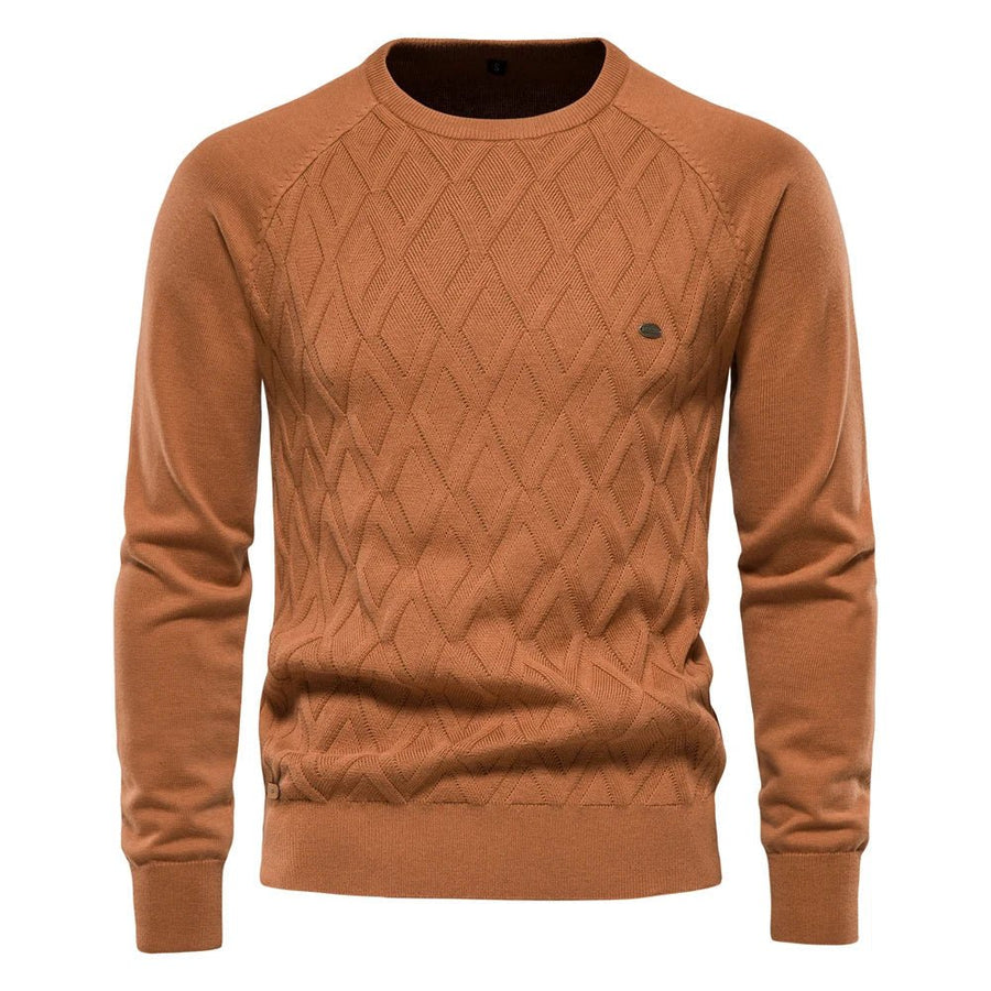 Theodor Men's Elegant Check Pattern Sweater Ultra-Soft Cotton