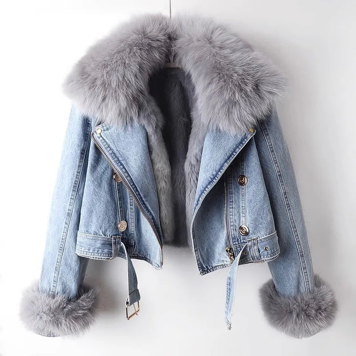 CÉLESTINE™ FOX FURR DENIM JACKET