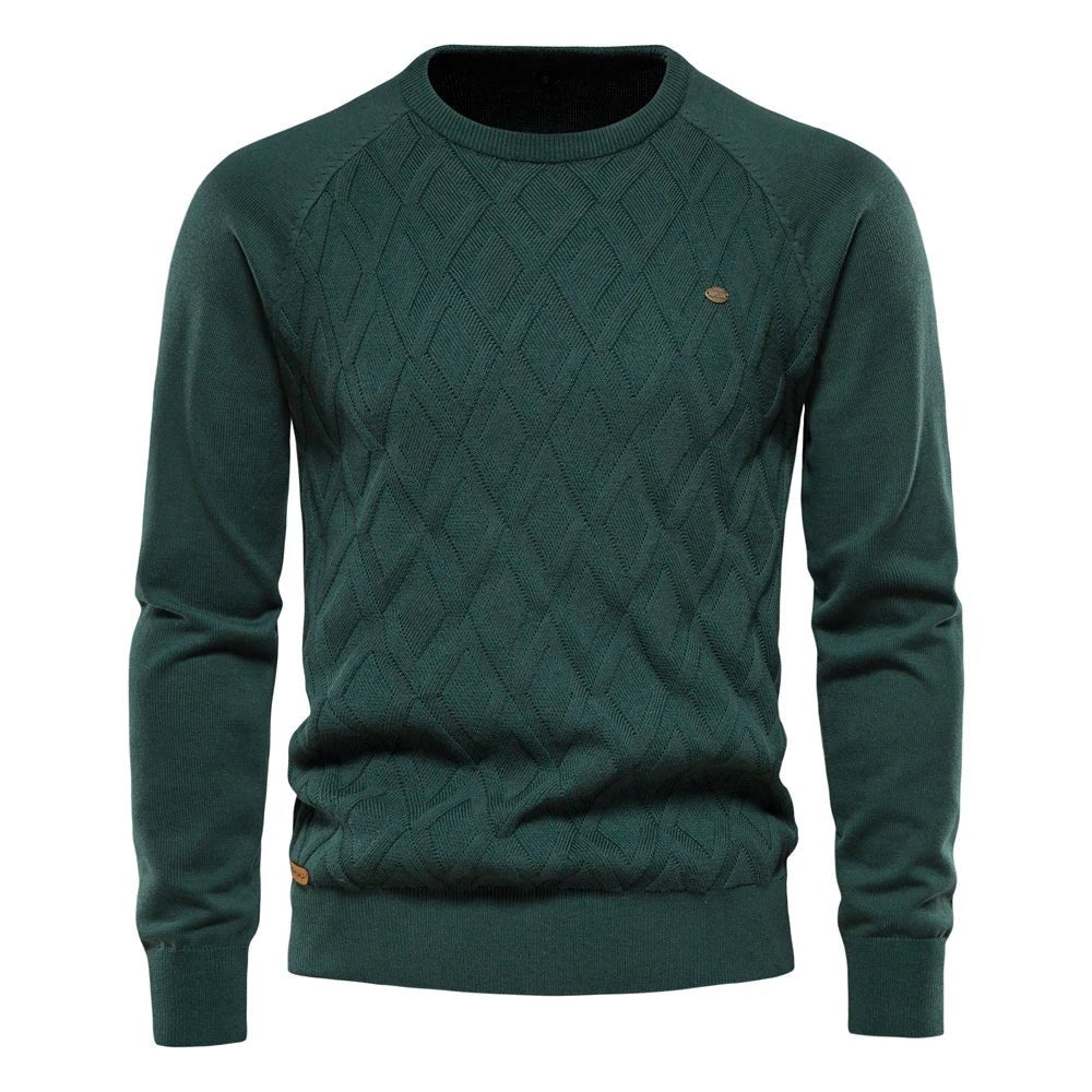 Theodor Men's Elegant Check Pattern Sweater Ultra-Soft Cotton