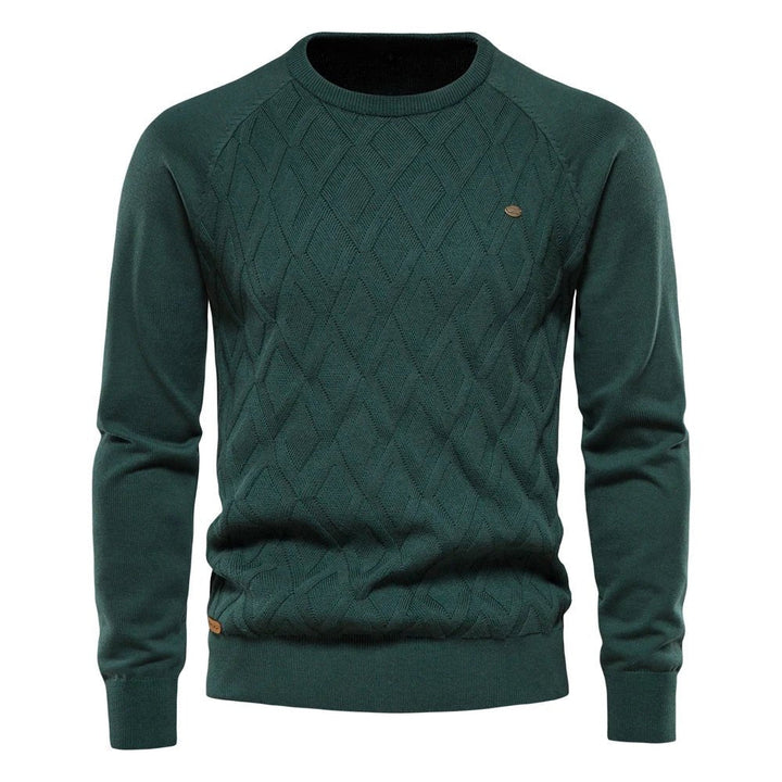 Theodor Men's Elegant Check Pattern Sweater Ultra-Soft Cotton