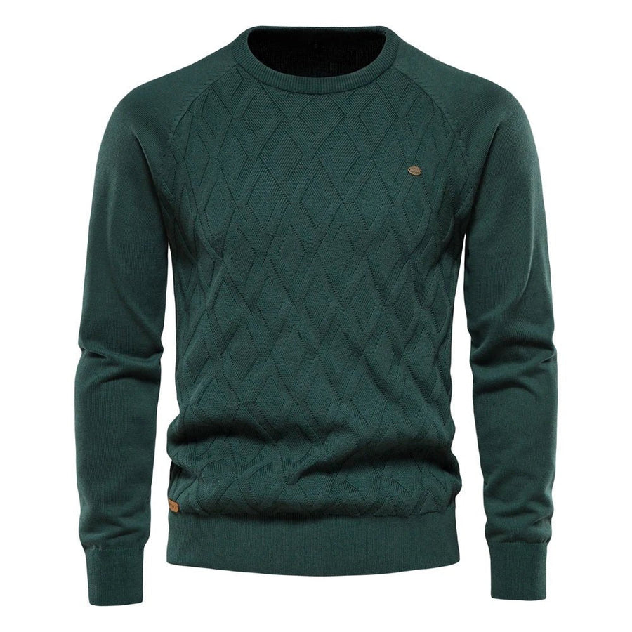 Theodor Men's Elegant Check Pattern Sweater Ultra-Soft Cotton