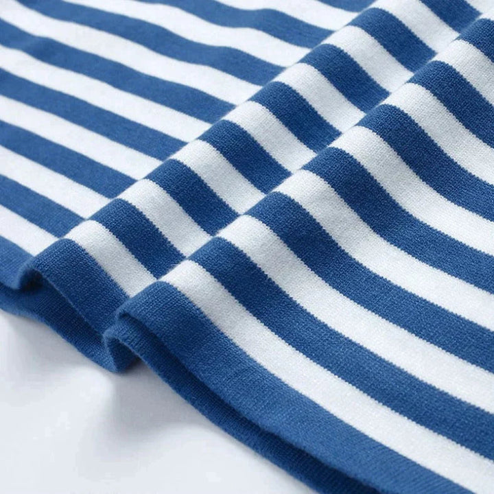 Olivia's Elegant Long Sleeve Organic Cotton Striped Shirt
